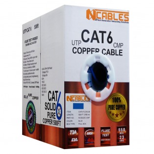CATegory 6 PLENUM SOLID PURE COPPER 500 FEET (153m), CMP 23 AWG 550 MHZ FLUKE ANALYZED ETHERNET PoE SUPPORTED CABLE